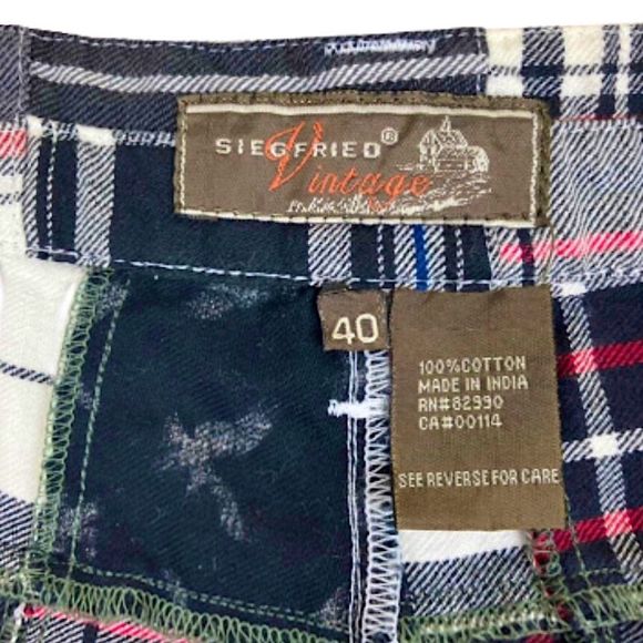 SIEGFRIED Men’s VINTAGE Patchwork Plaid Madras Flat Front Shorts Size 40 - Picture 3 of 5